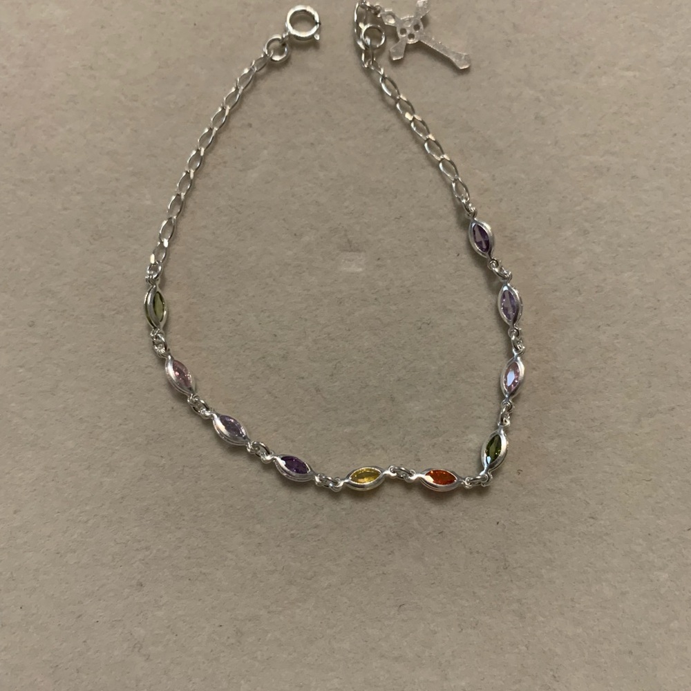 Elegant Silver 925 Multicolor Bracelet 7”